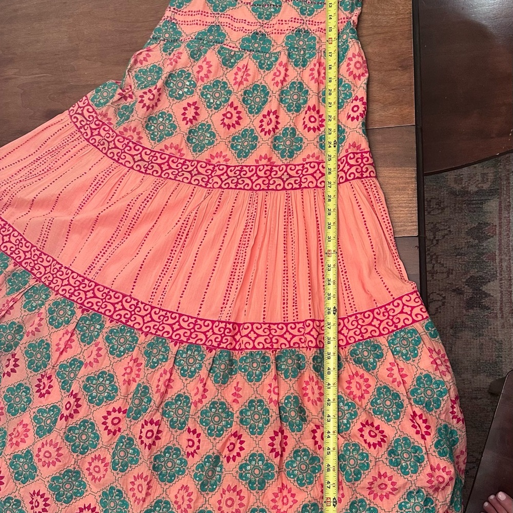 Oliphant Phoenix Rose Maxi Dress Sleeveless Coral Boho Print Womens M - Picture 15 of 16